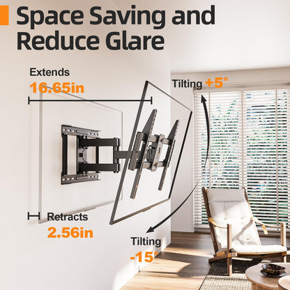 IWORKBOARD 55 65 75 85 inch Tilting TV Wall Mount for 32-90 '' TVs, Low Profile TV Mount Bracket, Safe Lock & Quick Release, Max VESA 600x400mm, 24 inch Studs,132 lbs, Fit Most 55+ 75+ 85+ 86 TVs