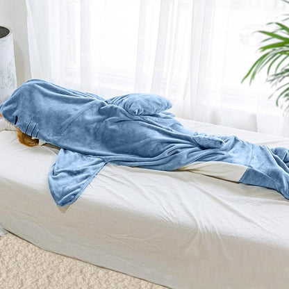 Shark-Decke-Hoodie-Onesie für Erwachsene und Kinder, kuscheliger Flanell-Kostüm-Schlafsack