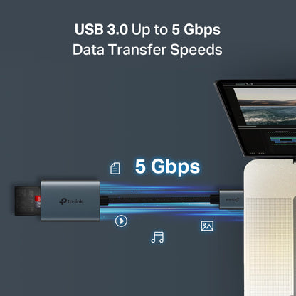 TP-Link SD Card Reader, High-Speed USB 3.0 to SD & microSD Card Reader, Aluminum Dual Slot Memory Card Reader for Laptop & More, Supports 2TB SD/SDHC/SDXC/microSD/microSDHC/microSDXC/TF Cards (UA430)