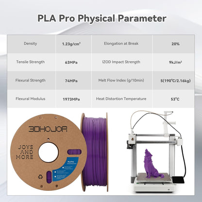 3DHoJor PLA+ Filament 1.75mm, 3D-Drucker-Filament PLA Plus, Kartonspule 3D-Druck-Filament, Maßgenauigkeit +/- 0.03 mm, Lila, 1kg