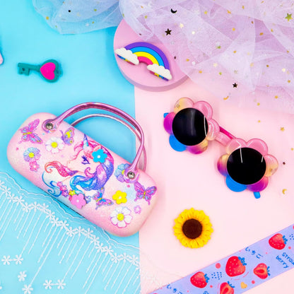 PinkSheep Sonnenbrille für Mädchen, polarisierte Sonnenbrille für Babys und Kinder mit Etui, Einhorn, Oval, Katzen, Herzbrillen, UV400-Schutz