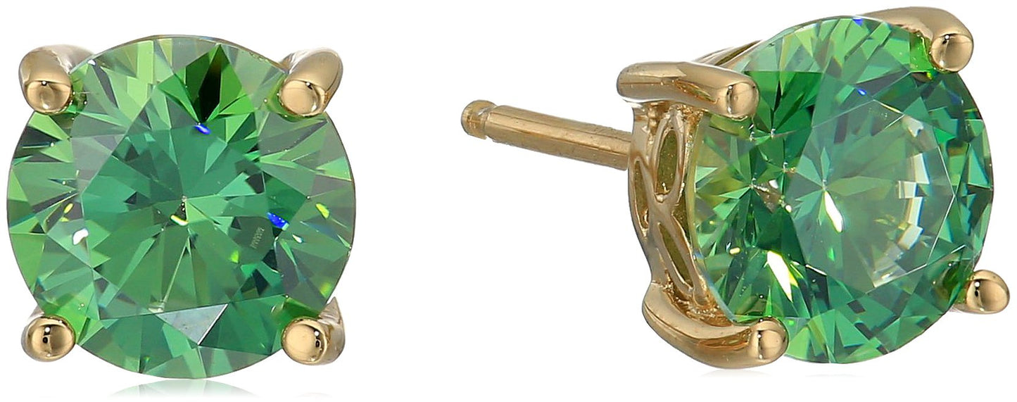 Amazon Essentials Yellow Gold Plated, Platinum or Rose Gold Plated Sterling Silver Infinite Elements Cubic Zirconia Stud Earrings | White, Blue, Green, or Pink Cubic Zirconia