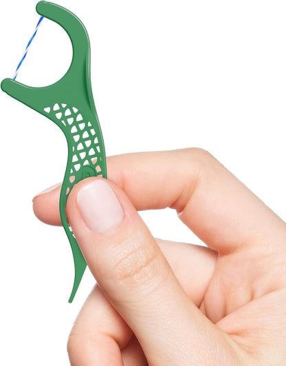 GUM Advanced Care Flosser Picks, angereichert mit Vitamin E & Fluorid, frischer Minzgeschmack, blau, 150 Flosser (1 Beutel)