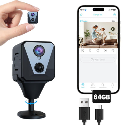 Funstorm 2025 Upgraded Security Camera, 4K HD Mini Nanny Cam for Home with Night Vision, WiFi Indoor Camera, 100 Days Long Battery Life, Motion Detection, Remote Viewing, Wireless Surveillance Cam