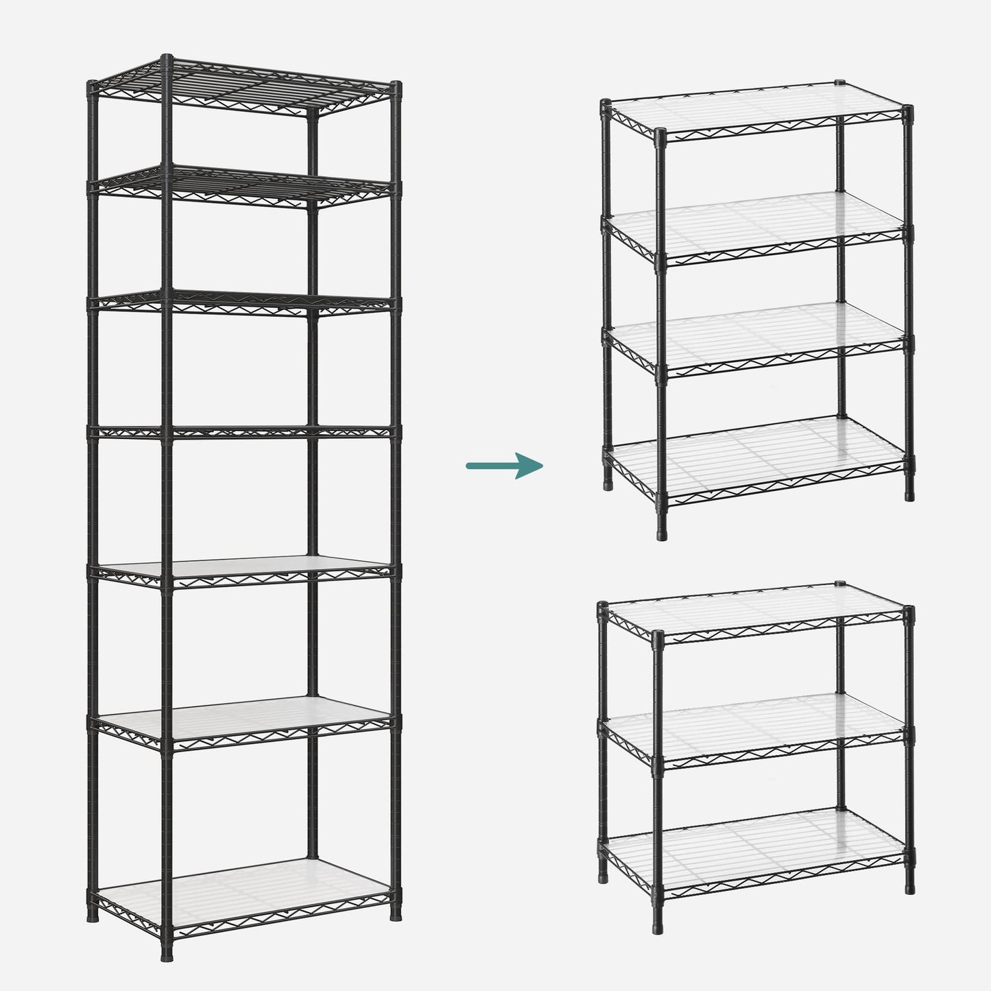 SONGMICS Storage Shelf, Small Metal Wire Shelving Unit, Adjustable Shelves, for Small Spaces, Garage, Bedroom, Living Room, Kitchen, Pantry, 5 Tier, 11.8 x 11.8 x 47.6 Inches, Ink Black ULGR123BH01