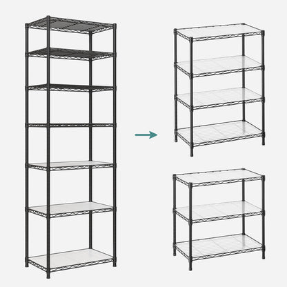SONGMICS Storage Shelf, Small Metal Wire Shelving Unit, Adjustable Shelves, for Small Spaces, Garage, Bedroom, Living Room, Kitchen, Pantry, 5 Tier, 11.8 x 11.8 x 47.6 Inches, Ink Black ULGR123BH01