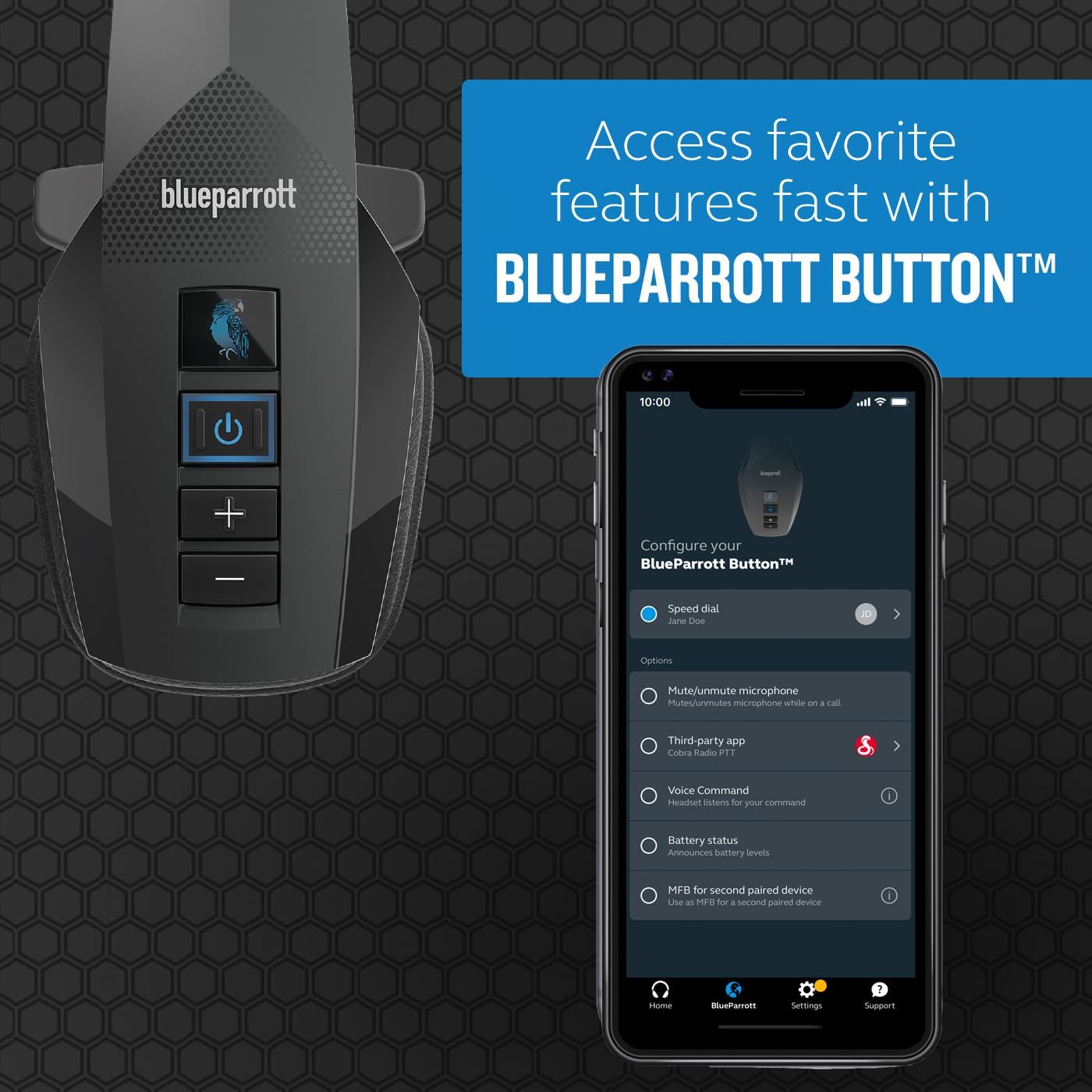 BlueParrott B350-XT Noise Cancelling Bluetooth Headset – Updated Design with Industry Leading Sound and Improved Comfort, Hands-Free Headset with Expanded Wireless Range and IP54-Rated Protection