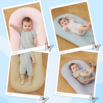 Lucakuins Baby Lounger, Bionic Design Baby Lounger for Newborn 0-24 Months, Soft Organic Cotton Breathable Lounger for Infants (Lovely Green)