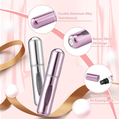 6 Stück Mini-Parfümzerstäuber, 5 ml Sprühbehälter, nachfüllbare Pumpe in Reisegröße für unterwegs und ausgehend