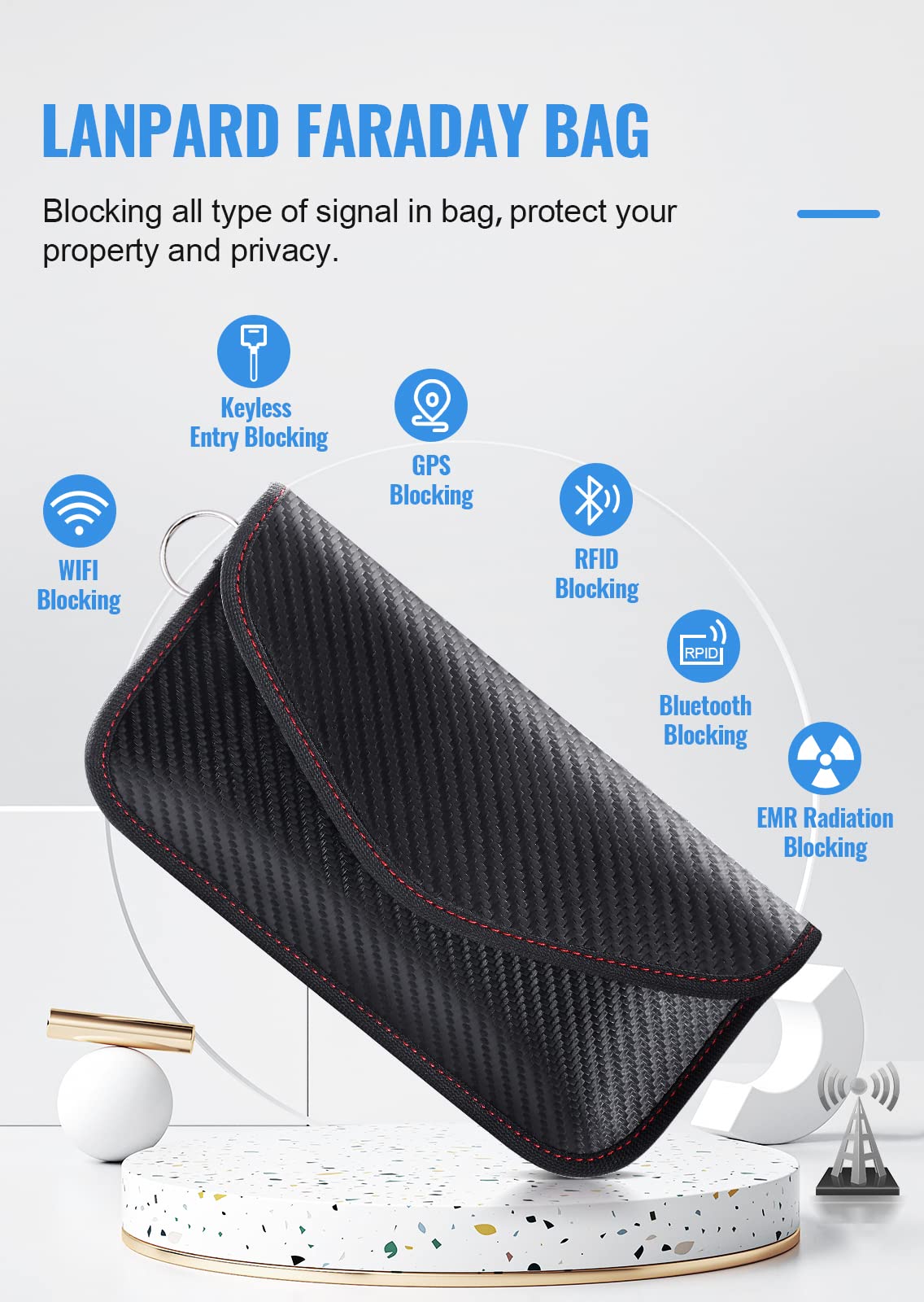 Faraday-Tasche für Autoschlüssel, Faraday-Beutel, RFID-Signalblockierhülle für Autos, Schlüsselschutz, Schlüsselkäfig blockiert Signal Anti-Diebstahl-Schlüsseltasche (2er-Pack)