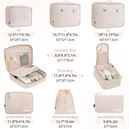 BAGAIL 8er Set Packwürfel Gepäckorganizer für Reisezubehör