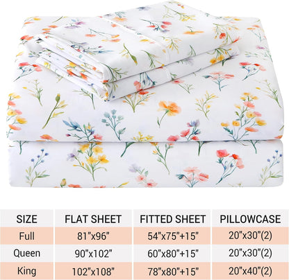Viviland Floral Queen Sheet Set - A Cozy Addition to Your Bedroom