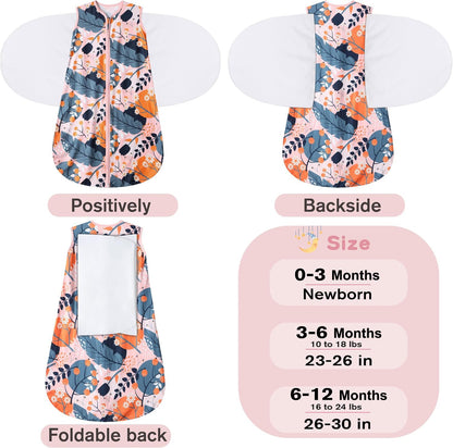 BSTOPPT Fleece Newborn Sleep Sack Baby Swaddle,3-Way Adjustable Wearable Blanket,2 Pack Fleece Swaddling sleeping bag TOG 2.0， (Blue&Green, 0-3 Months)