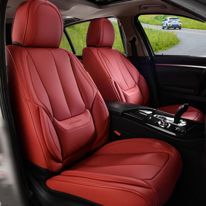 Coverado Car Seat Covers 5 Pieces, Full Set Universal Seat Covers for Cars, Waterproof Nappa Leather Auto Seat Protectors with Head Pillow, Car Interiors Fit for Most Sedans SUV Pick-up Truck, Black