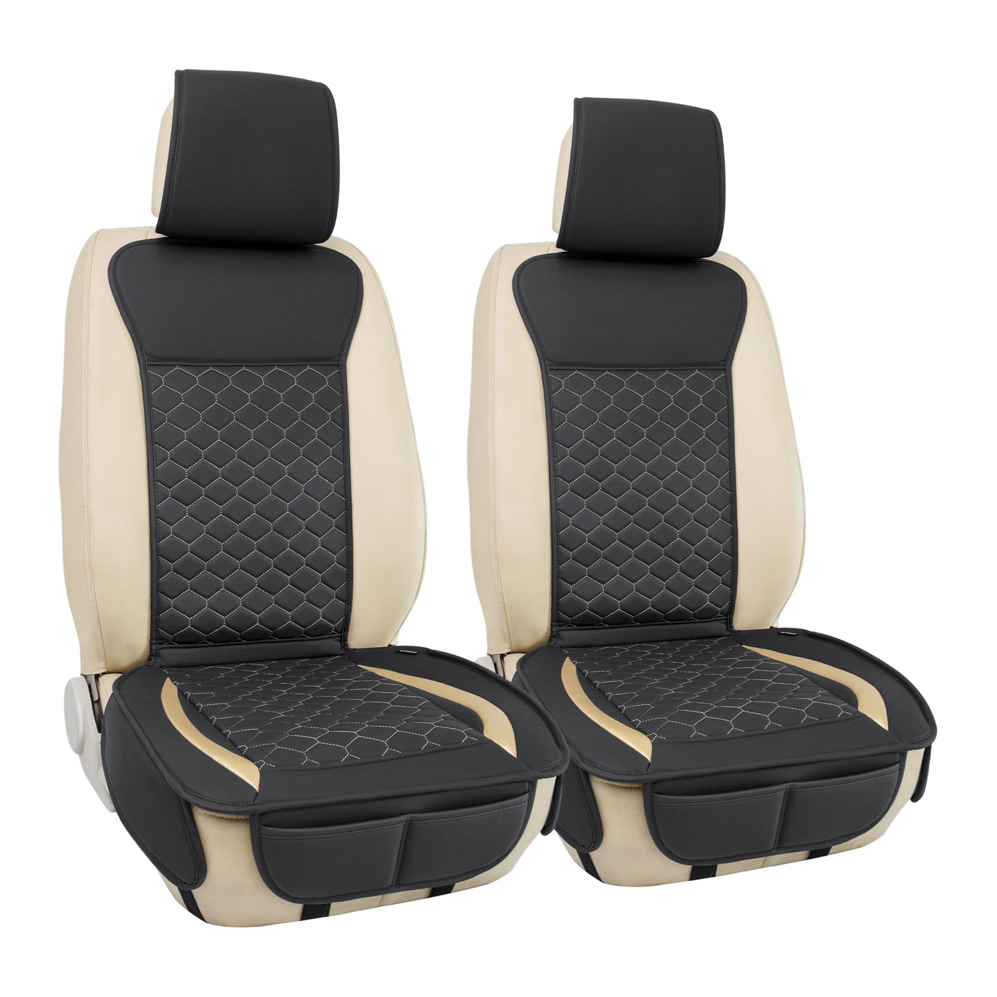 Elantrip 2PCs Front Car Seat Covers Leather Water Proof Seat Protector Universal fit for Most Cars SUVs and Trucks Black
