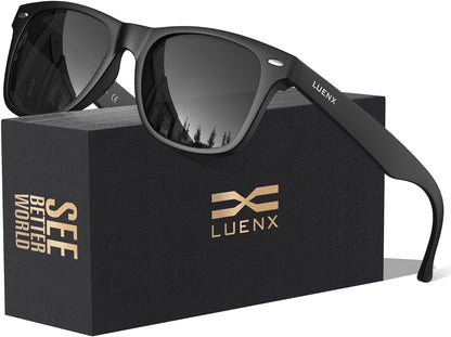 LUENX Polarized Sunglasses for Men Women Square Frame - UV 400 Protection 54MM