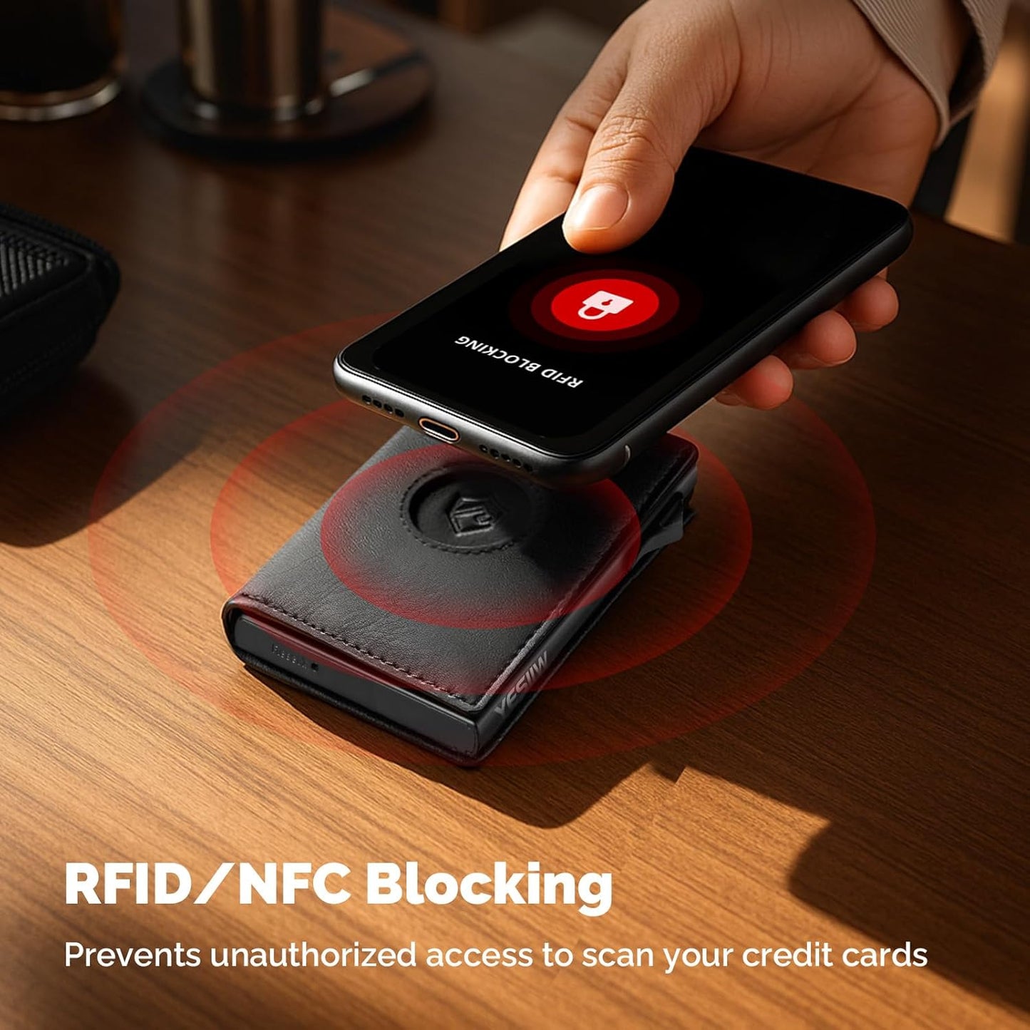 YESIIW Minimalistisches Pop-up-Kartenetui für Herren, RFID-blockierend | Schlankes Visitenkartenetui mit Geldfach | Aluminium-Metall-Bankkartenetui für Scheine, Münzen und Debitkarten
