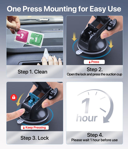 Miracase Car Phone Mount, [Upgraded Strong Military Grade Suction Cup] Long Arm Phone Holder for Car Dashboard Windshield Vent, Hands Free Cell Phone Holder Compatible with All Mobile Phones