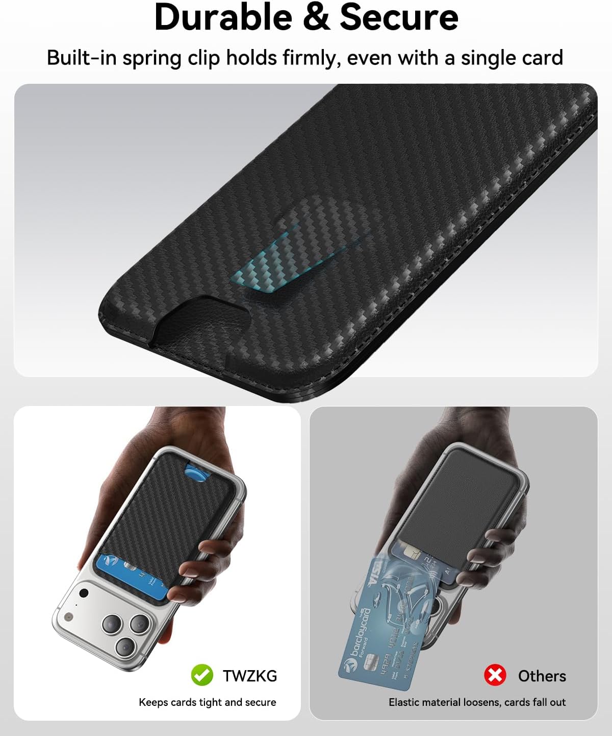 für MagSafe Wallet, 3 Kartenfächer, magnetische schlanke Handy-Geldbörse für iPhone 17/16/15/14/13/12 Pro Max Plus Air Serie, RFID-blockierendes veganes Leder, Schwarz
