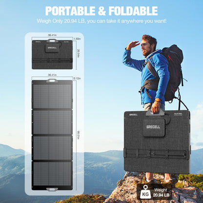 100W Portable Solar Panel, 23.5% High Efficiency ETFE Foldable Solar Charger for Power Station Generator, IP65 Waterproof with Kickstands, 18V Output for RV Camping Van Off-Grid Outdoor