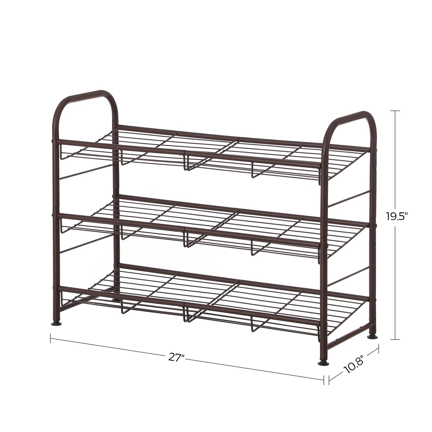 SONGMICS Stackable Shoe Rack, 4 Tier Metal Shoes Rack Storage Shelf, Holds up to 16 Pairs Shoes, Adjustable Slanted Shelves Tower Organizer for Closet Entryway Small Spaces, Bronze