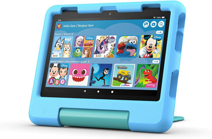 Amazon Fire HD 8 Kids tablet, includes kid-proof bumper for ages 3-5, ad-free content with parental controls, 13-hr battery, 32GB, Blue, newest model