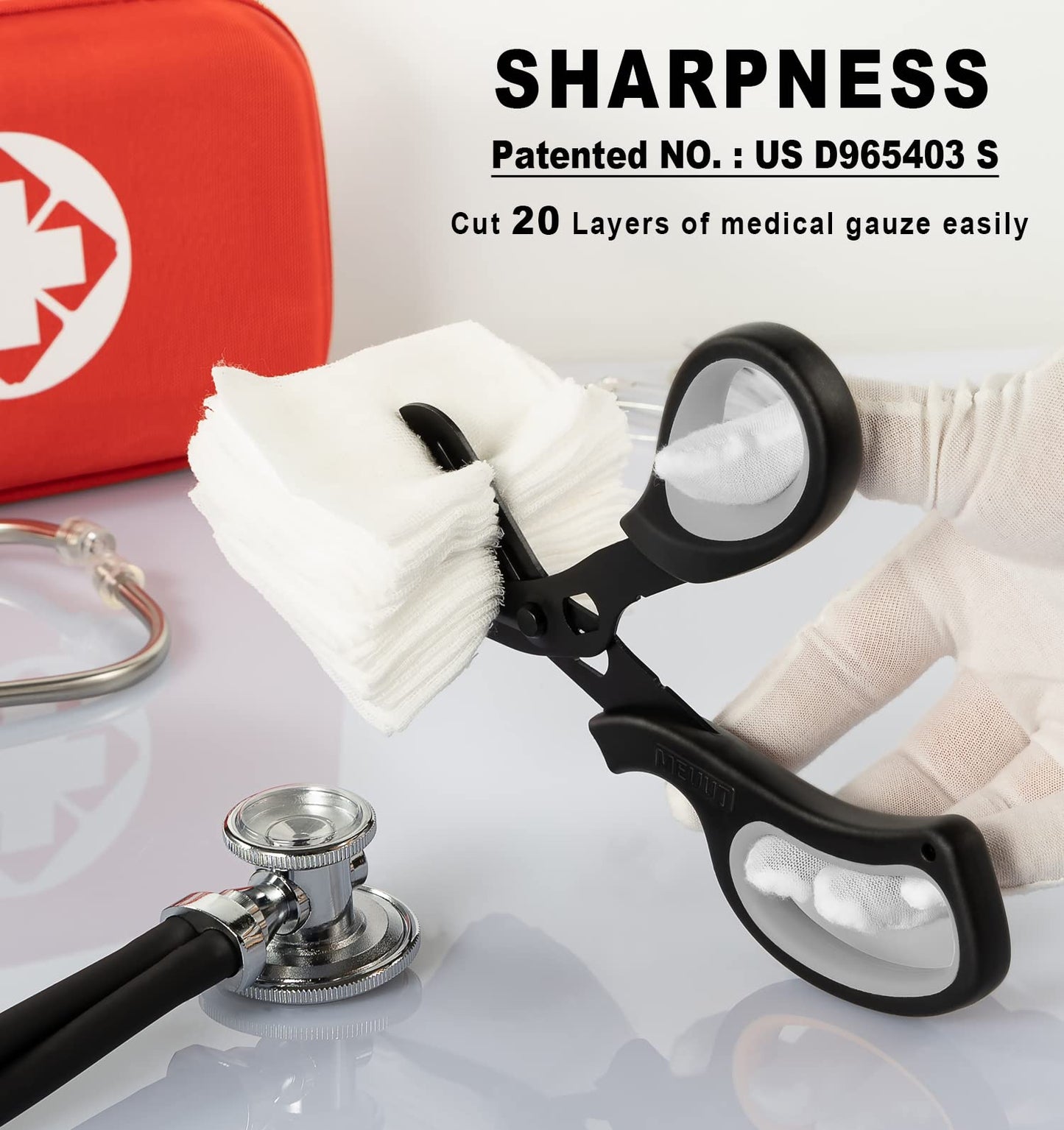MEUUT 2 Pack Medical Scissors Trauma Shears for Left and Right Hand -Patented Bandage Scissors All Purpose with Non-Stick Blades, Surgical Grade Shears Stainless Steel EMT Scissors for Nurses EMT