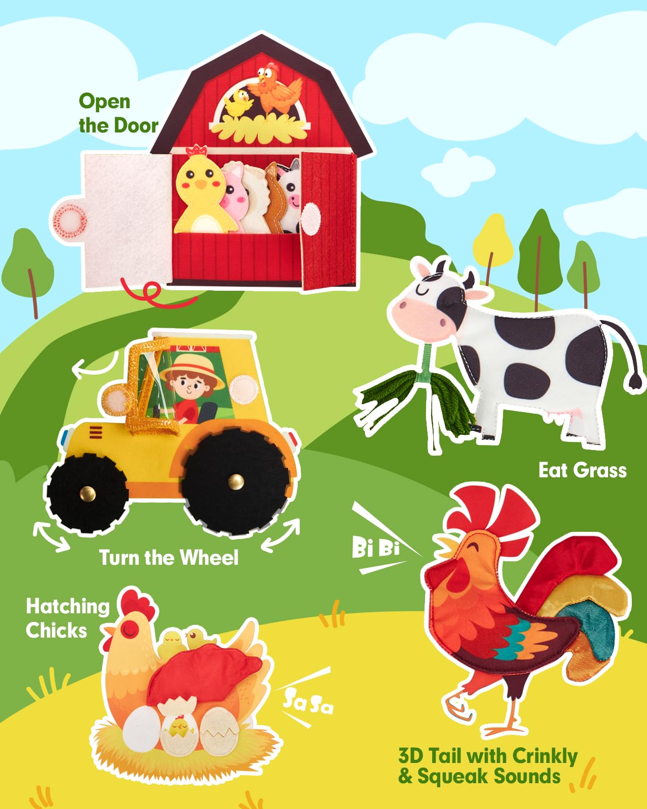 hahaland Busy Book für Kleinkinder 1-3 – Montessori Spielzeug Activity Board für 1-jährige Jungen Mädchen Lernspielzeug Leise Aktivitätsbücher Geschenke Kleinkind Osterkorb Füller Einjährige Reisespielzeuge