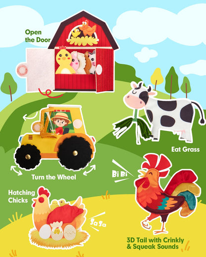 hahaland Busy Book für Kleinkinder 1-3 – Montessori Spielzeug Activity Board für 1-jährige Jungen Mädchen Lernspielzeug Leise Aktivitätsbücher Geschenke Kleinkind Osterkorb Füller Einjährige Reisespielzeuge
