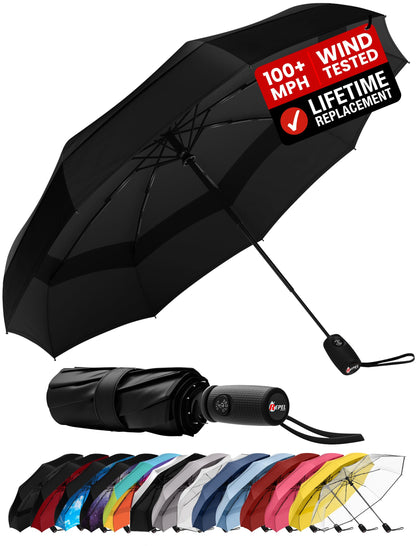 Repel Windproof Travel Umbrella - Compact & Withstands Winds up to 100MPH , Strongest Premium Auto Folding Umbrella for Rain and Sun - Durable, Light & Portable for Women & Men , Fits Backpack & Cars