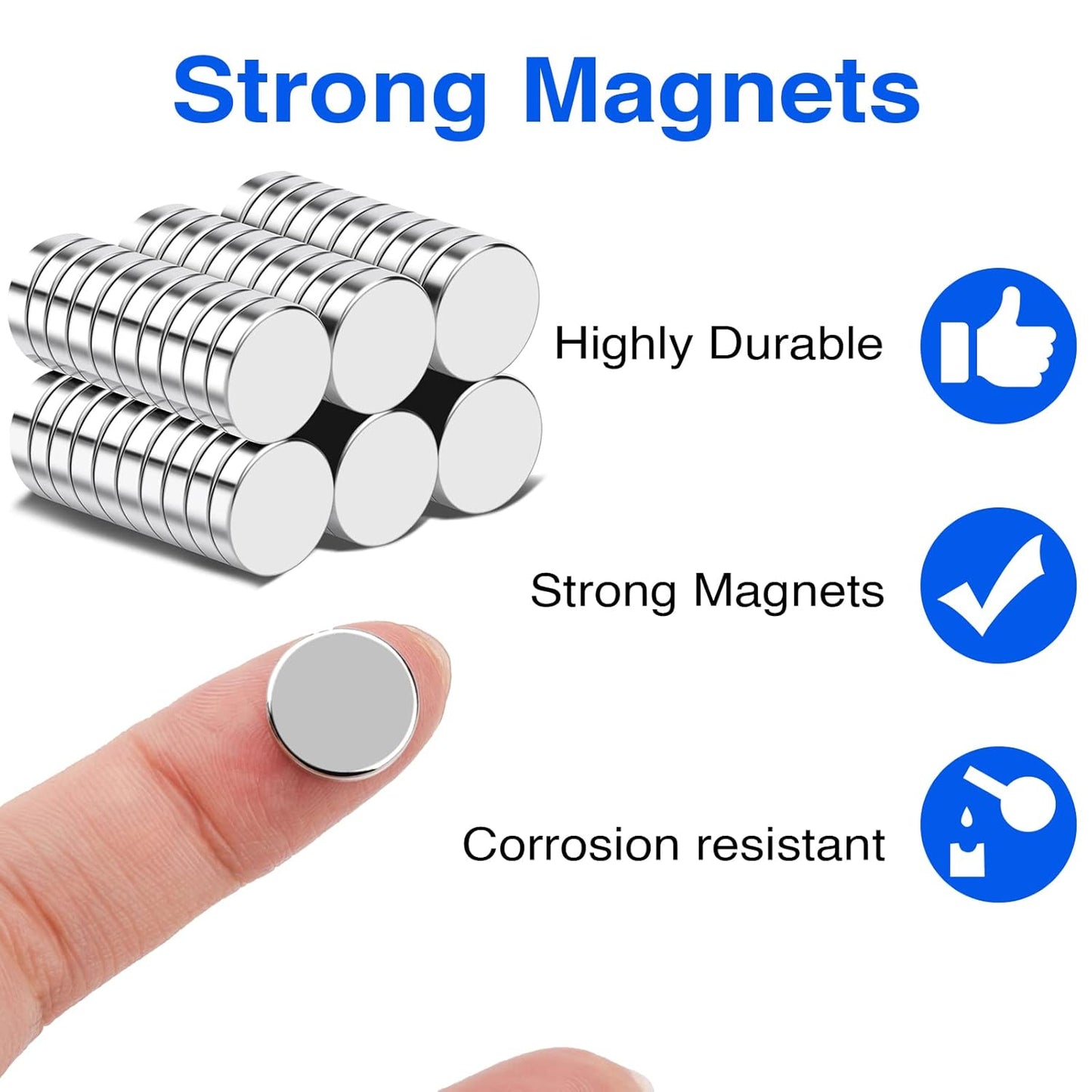 TRYMAG Klein 10x3mm 50 Stück Seltenerdmagnete, 50 Stück Winzige Runde Kühlschrankmagnete für Whiteboard, Kühlschrank, DIY, Küche, Büro