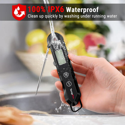 TempPro Digitales Sofortablese-Fleischthermometer zum Grillen, wasserdichtes Küchen-Lebensmittelthermometer mit Kalibrierfunktion und Hintergrundbeleuchtung, zum Backen von Brot, Süßigkeiten, Kochwerkzeug, Utensilien (zuvor ThermoPro)