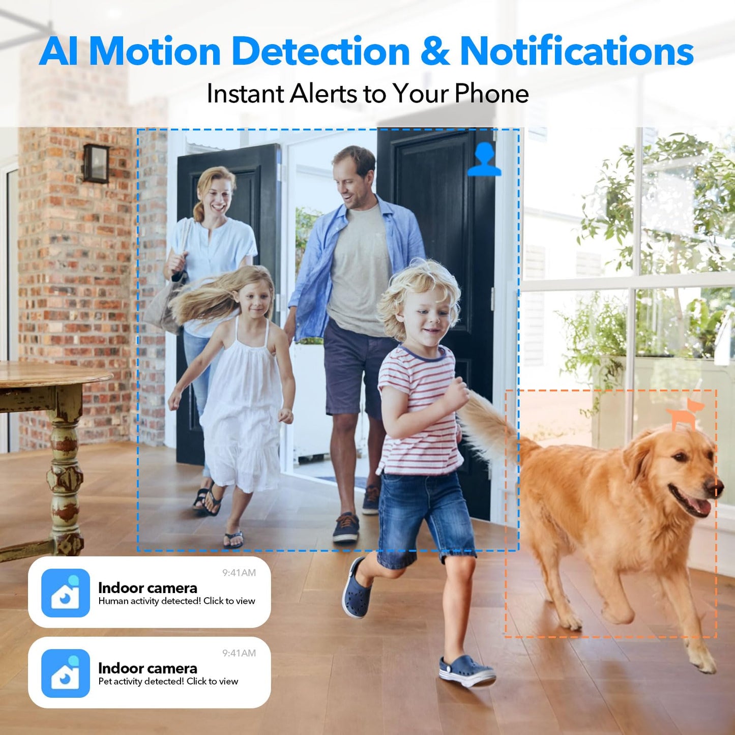 2K Cameras for Home Security Dual-Band 5G/2.4GHz WiFi Indoor Camera Baby Monitor & Pet Camera for Dog Cat Elder AI Motion Detect 2-Way Audio Night Vision 24/7 Local Recording SD Cloud Storage 2 Pack