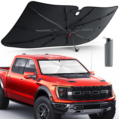 DMJN Umbrella Windshield Sun Shade for Jeep Grand Cherokee (2011-2026), Car Sunshade for Front Windshield [Nano Ice-Crystal Coatings] UPF50+ Heat & UV Block, Protect Interior & Keep Cooler