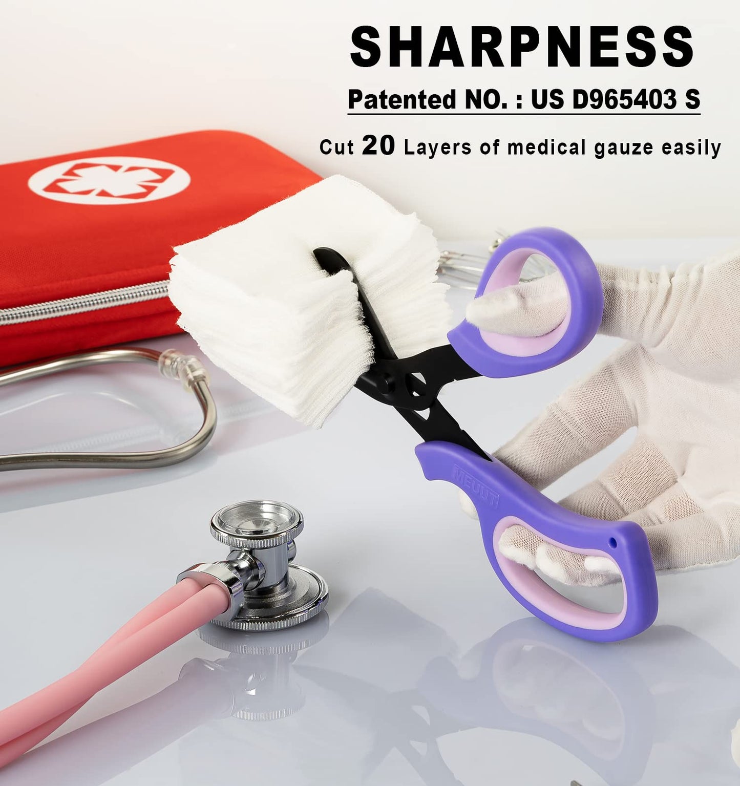 MEUUT 2 Pack Medical Scissors Trauma Shears for Left and Right Hand -Patented Bandage Scissors All Purpose with Non-Stick Blades, Surgical Grade Shears Stainless Steel EMT Scissors for Nurses EMT