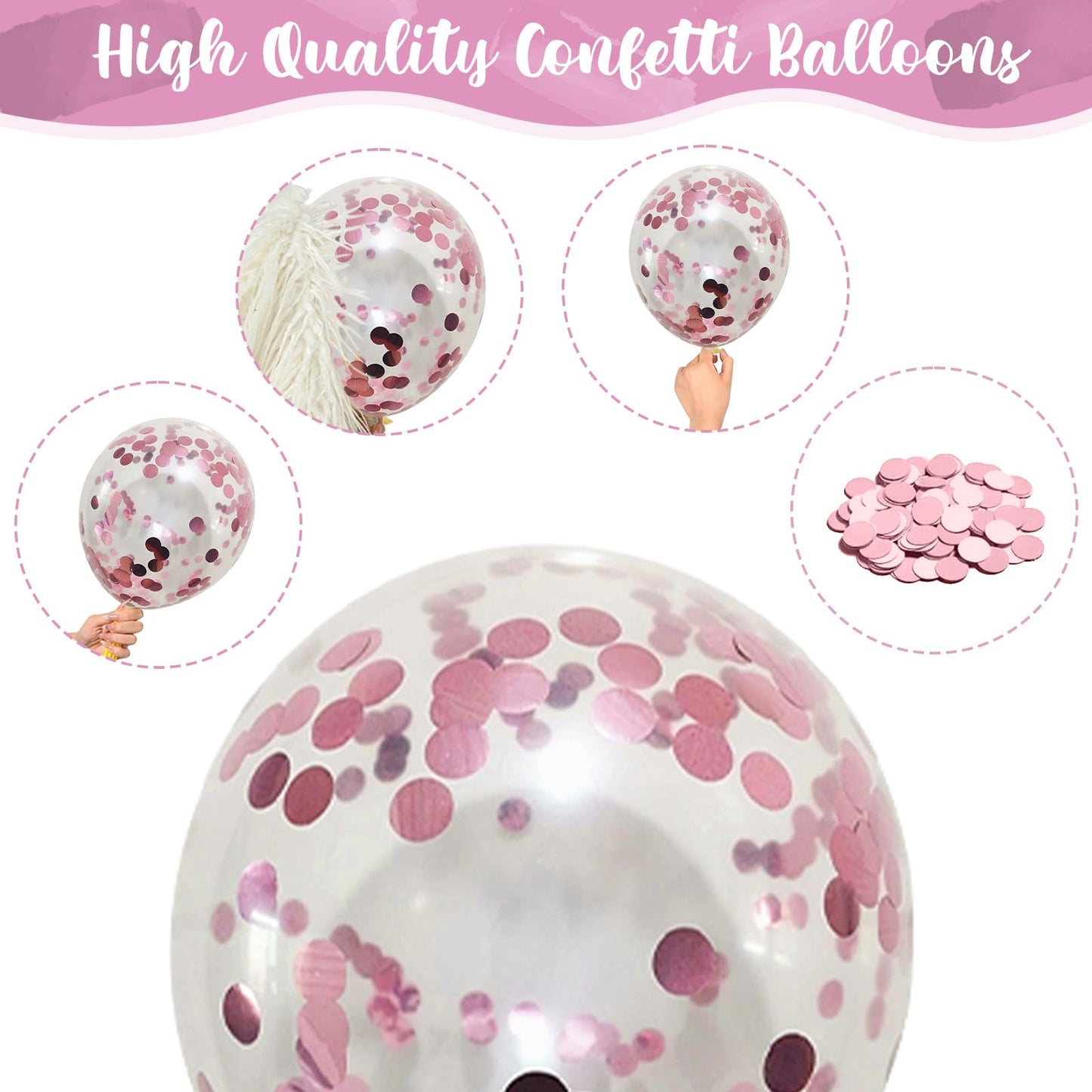 Pastellrosa und lilafarbene Ballons, 12-Zoll-Metallic-Lila-Flieder-Pink-Konfetti-Ballon-Set für Mädchen, Frauen, Kpop, Schmetterling-Geburtstag, Babyparty, Brautparty, Hochzeit, Prinzessin, Disco, Musikparty-Dekorationen