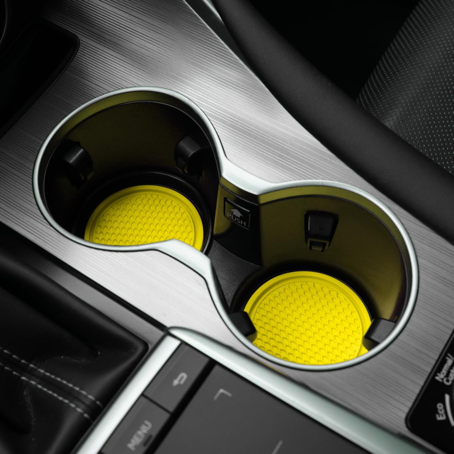 SINGARO Auto-Becheruntersetzer, 4 Stück universelle rutschfeste Becherhalter, in Ornamente eingebettete Untersetzer, Auto-Interieur-Zubehör, Schwarz