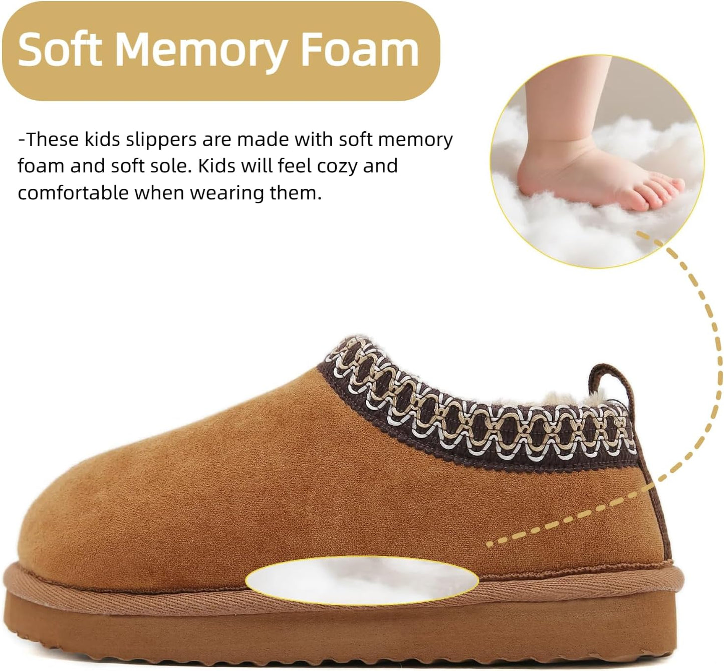 SMajong Kinder Hausschuhe Plüsch Warm Mädchen Flauschige Hausschuhe Jungen Plateau Pantoffeln Slip-on Schuhe Winter Innen Außen