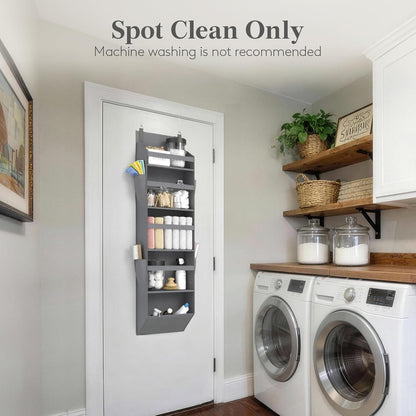Lifewit 1 Pack Over the Door Organizer, 5 Section Clear Window Hanging Storage with 4 Side Pockets, Sturdy Anti Tilt 40 lbs Load Behind Door for Closet, Bedroom, Bathroom, Nursery, Dorm, Dark Gray