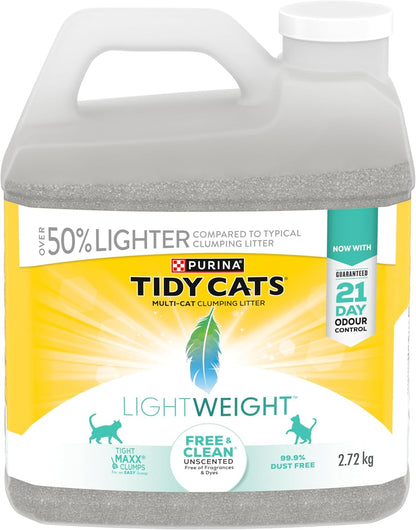 Tidy Cats Free & Clean Katzenstreu, Leicht Ungeduftet Mehrkatzenhaushalt - 5,44 kg Box