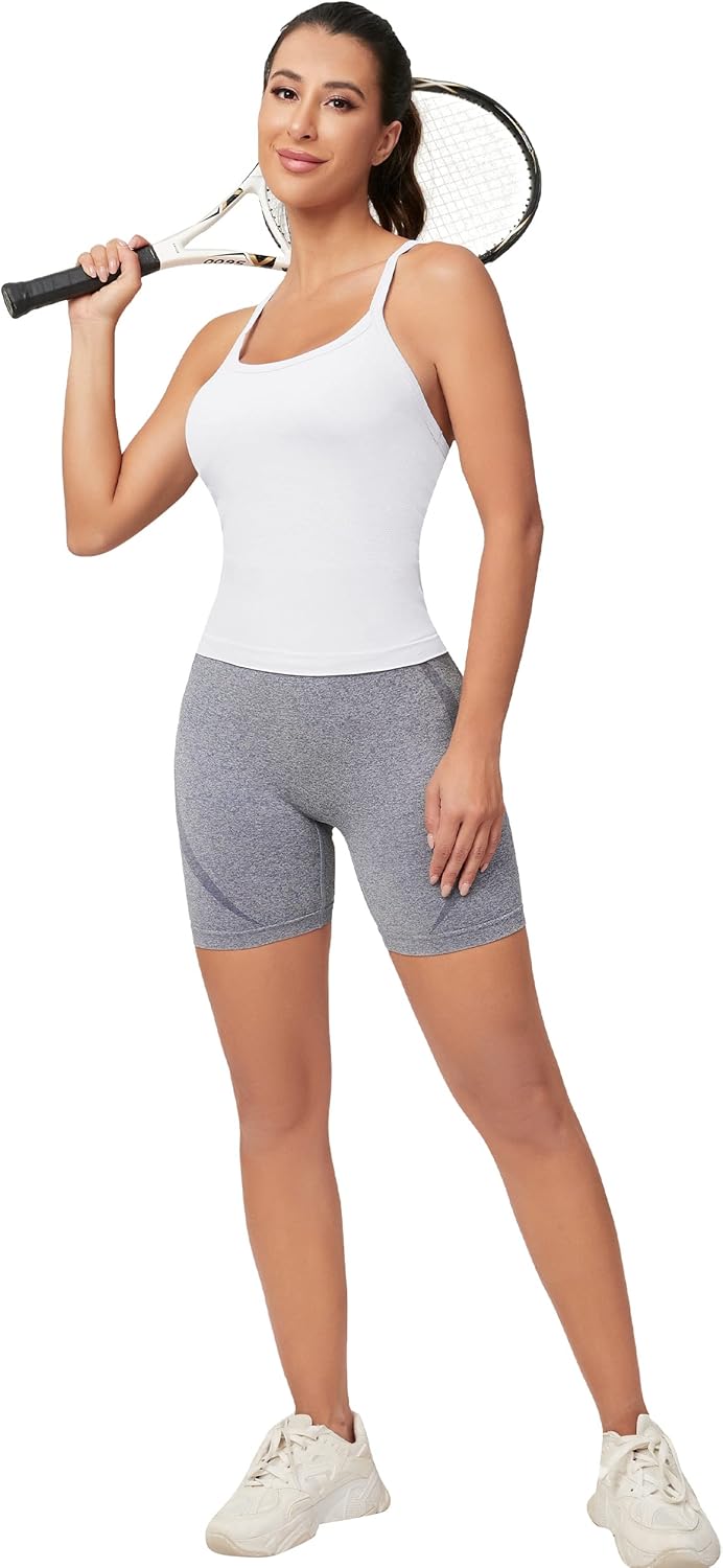 MathCat Workout Tank Tops für Damen mit integriertem BH, ärmellose Gym Tops Nahtlose Racerback Athletic Yoga Shirts