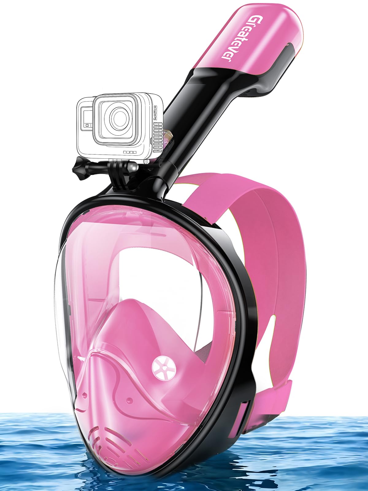 Greatever Full Face Snorkel Mask, Snorkeling Gear for Adults with Latest Dry Top Breathing System and Detachable Camera Mount, Foldable Snorkel Mask Adult, Snorkels Anti-Fog & Anti-Leak