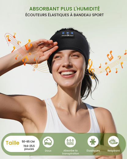 MUSICOZY Bluetooth 5.4 Schlaf-Kopfhörer-Stirnband, kabellose Schlaf-Kopfhörer-Schlafmaske Ohrhörer IPX6 wasserdicht für Seitenschläfer, Training, Laufen, Schlaflosigkeit, Reisen, Yoga, coole Tech-Gadgets, einzigartiges Geschenk