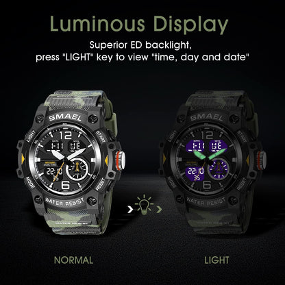 Herren Digitaluhr, Sportuhren für Männer Outdoor Militär Digital Analog Stoppuhr Wasserdicht Multifunktionale Armbanduhr