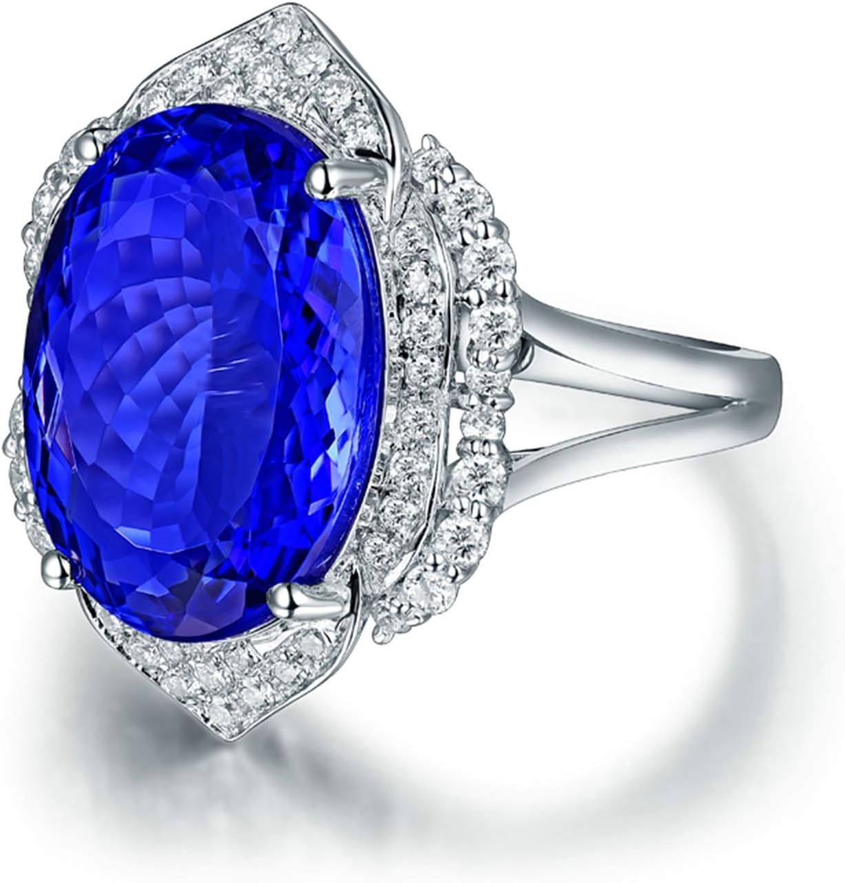 Wedding Rings for Womens, White Gold Infinity Ring 8.45 ct Tanzanite Diamond Rings Party Travel Jewelry (White Gold)