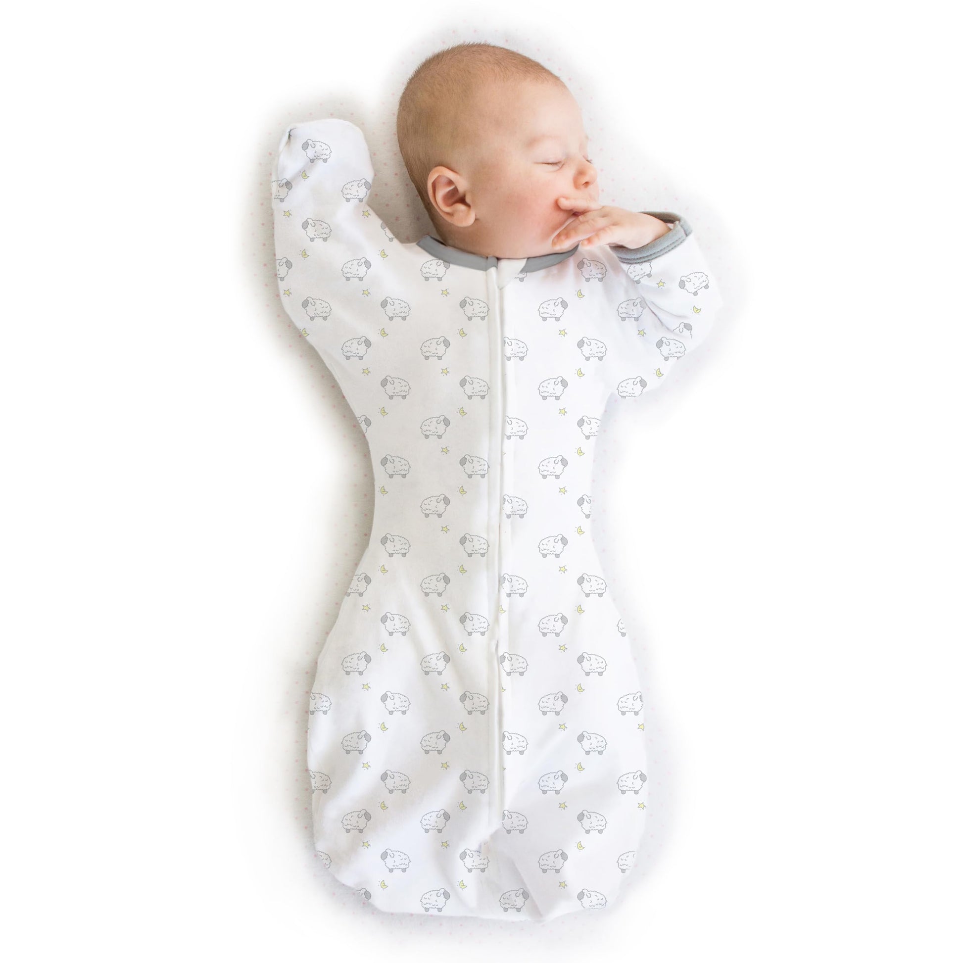 SwaddleDesigns Swaddle Sack with Arms Up Half-Length Sleeves and Mitten Cuffs,