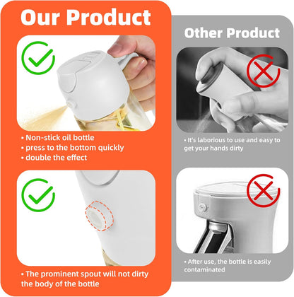TrendPlain 470ml Olivenölsprühflasche für Küchengeräte – 2-in-1 Olivenölspenderflasche und Airfryer-Zubehör zum Kochen, für Salate und BBQ – Schwarz