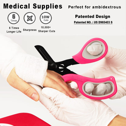 MEUUT 2 Pack Medical Scissors Trauma Shears for Left and Right Hand -Patented Bandage Scissors All Purpose with Non-Stick Blades, Surgical Grade Shears Stainless Steel EMT Scissors for Nurses EMT