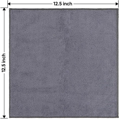 HOMEXCEL Mikrofasertuch 12er-Pack, 31,75 x 31,75 cm Mikrofasertücher für Autos, ultra-saugfähiges Autowaschtuch, fusselfreie, streifenfreie Reinigungstücher für Auto, Küche und Fenster (Grau)