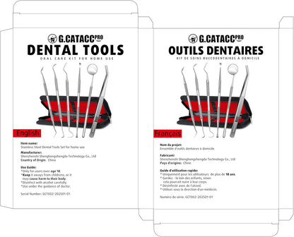 G.CATACC Zahnarztwerkzeuge, Zahnreinigungswerkzeuge Hygiene-Kit, Plaqueentferner für Zähne, Professioneller Zahnsteinentferner aus Edelstahl – mit Etui